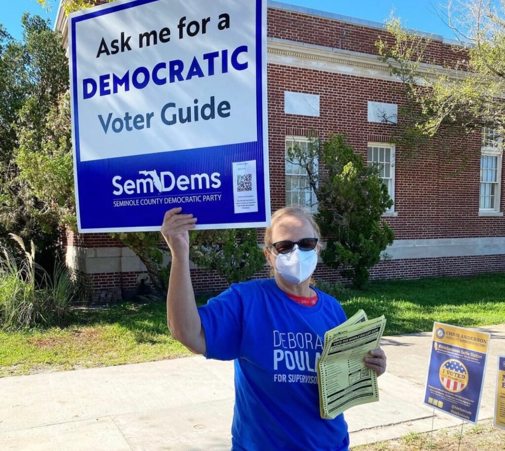 Ask me for a democratic voter guide sign