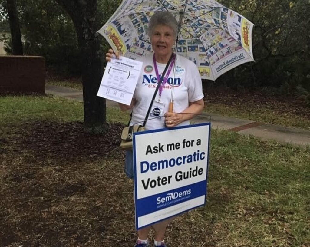 Ask me for a democratic voter guide sign
