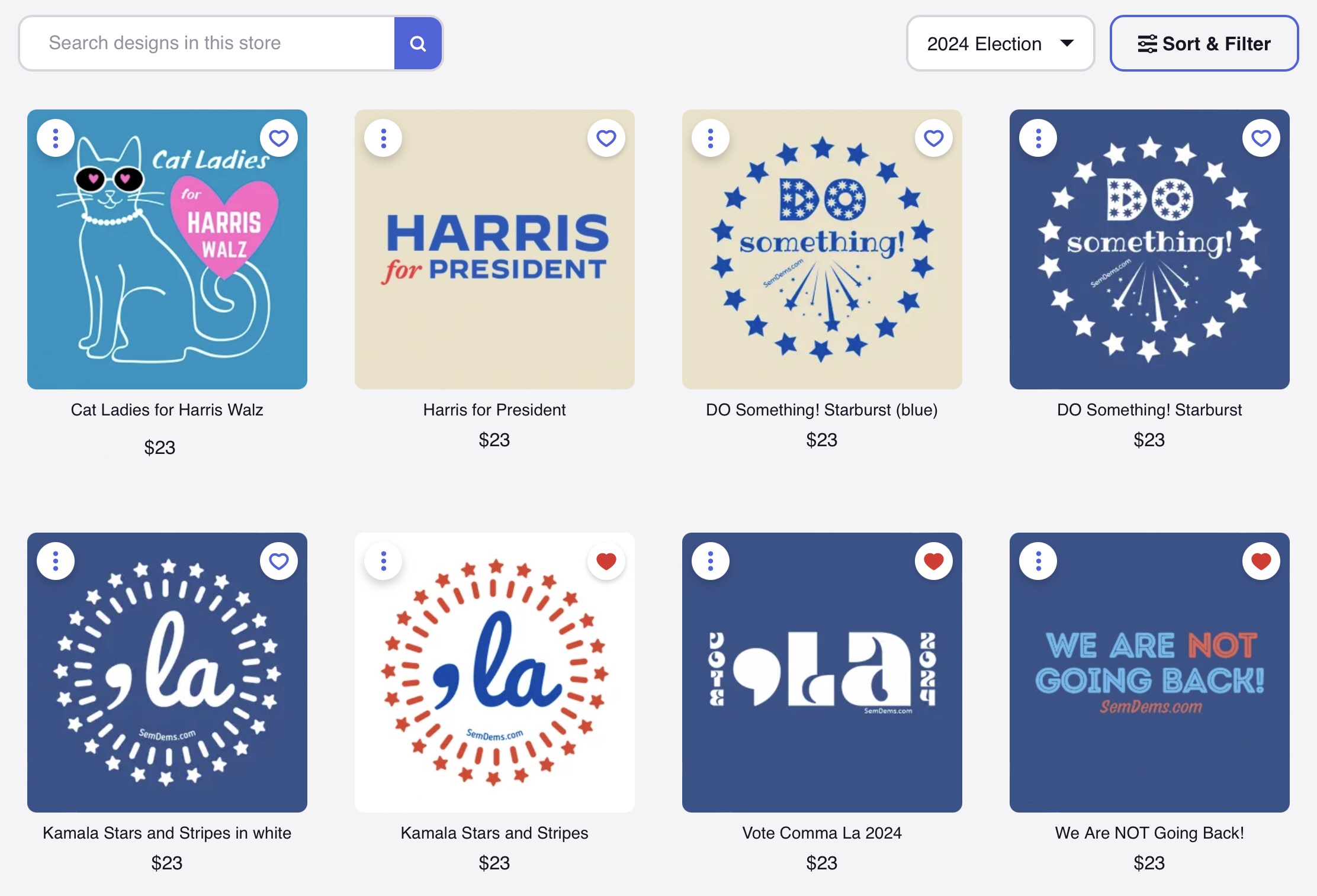 SemDems merch designs for Kamala Harris