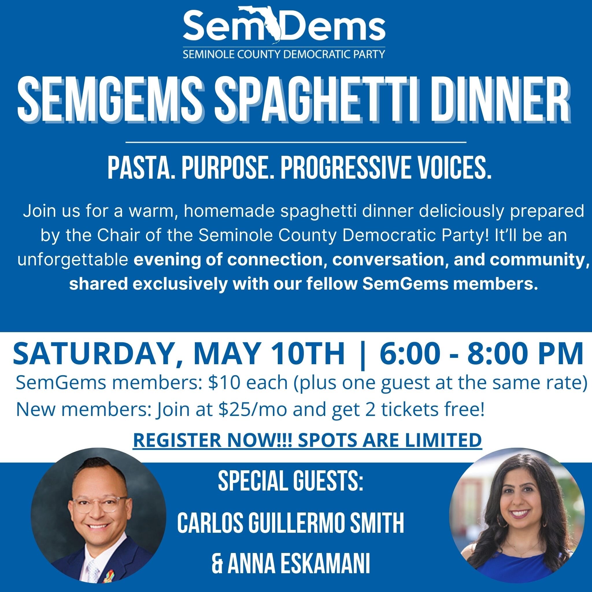 spaghetti dinner 5 10 Seminole County Democratic Party