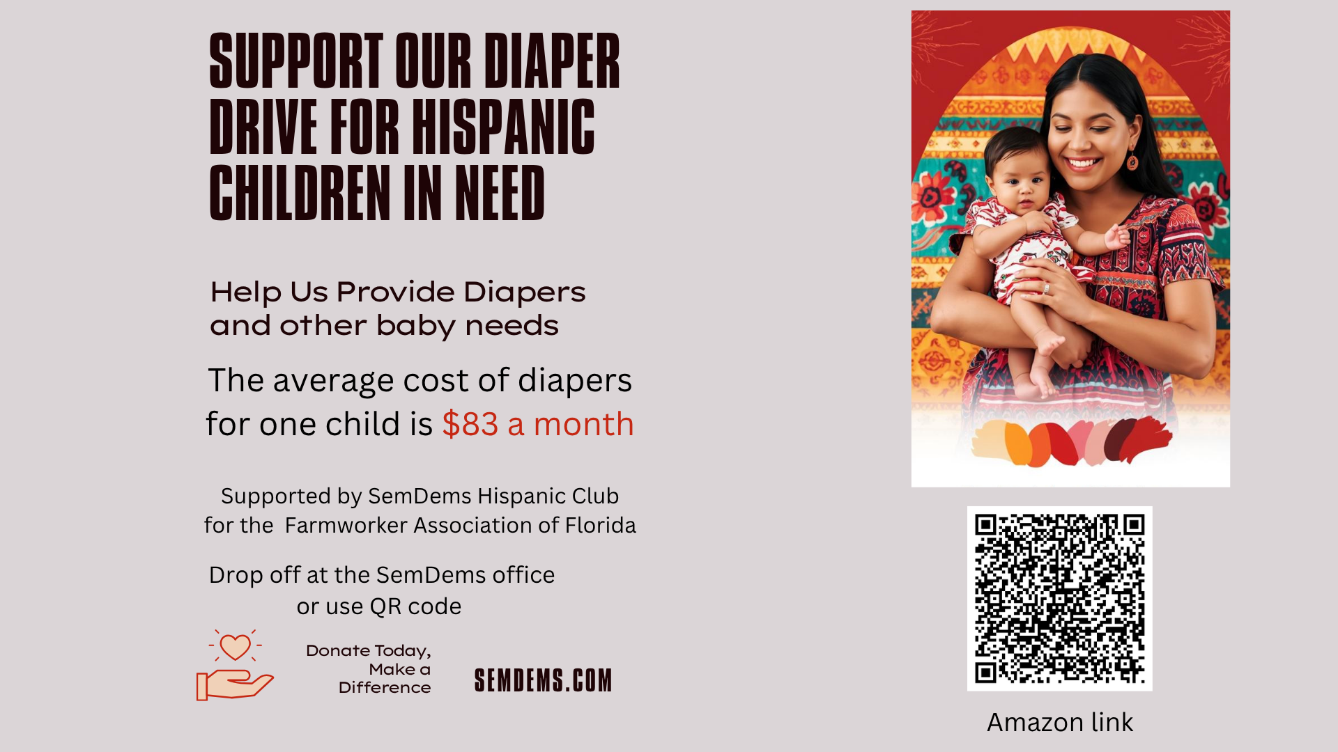 Facebook event- Support Our Diaper Drive for Hispanic Children in Need (1920 x 1080 px) Seminole County Democratic Party