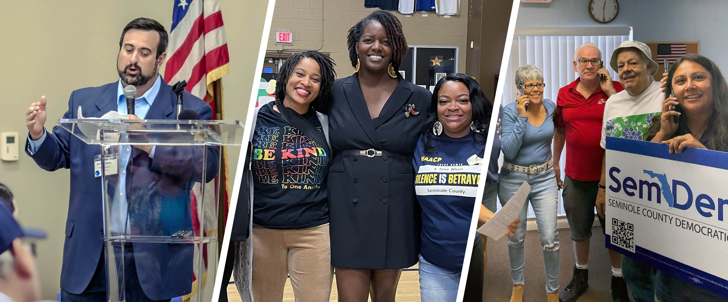 A collage of images from Sem Dems meetings